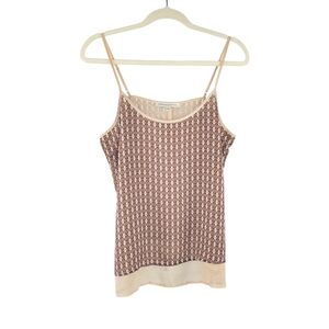 Daniel Rainn Layered Cami Tank Top Women's Size L Brown Blue Tan Geometric Print